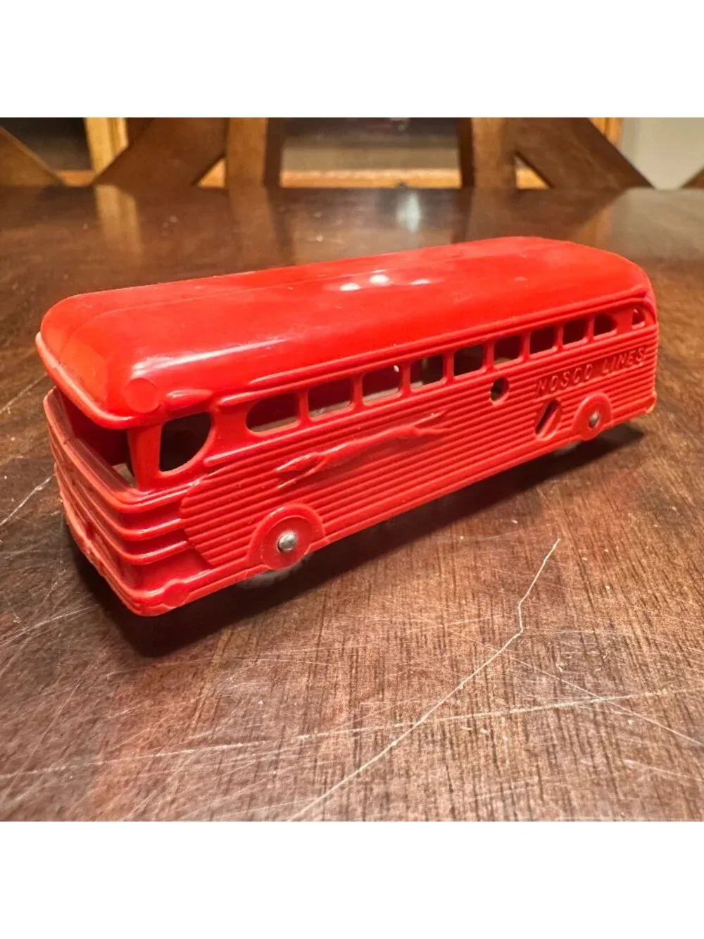 Nosco Lines Plastics USA Red Greyhound Bus